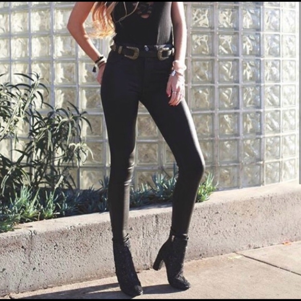 LF Carmar Black Skinny Wax Jeans Stretch